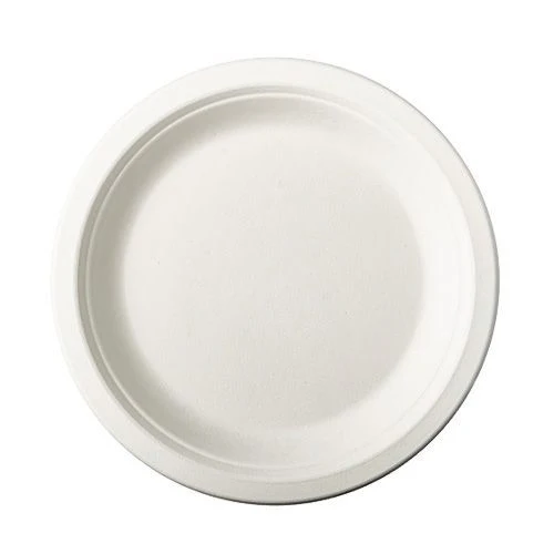 Assiettes en canne à sucre "pure" Ø 18 cm · 2 cm blanc (144 unités)