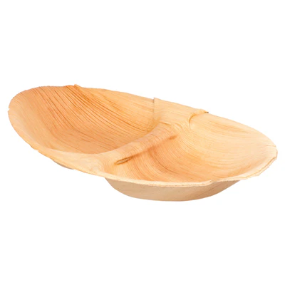 ASSIETTES OVALES 2 COMPART. ARECA 27x15x4 CM NATUREL ARECA (200 UNITÉS) - REF. 223.91