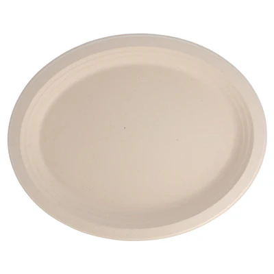 ASSIETTES OVALES BIONIC 32x25,5x2,1 CM NATUREL BAGASSE (500 UNITÉS) - REF. 207.36 - Image 3