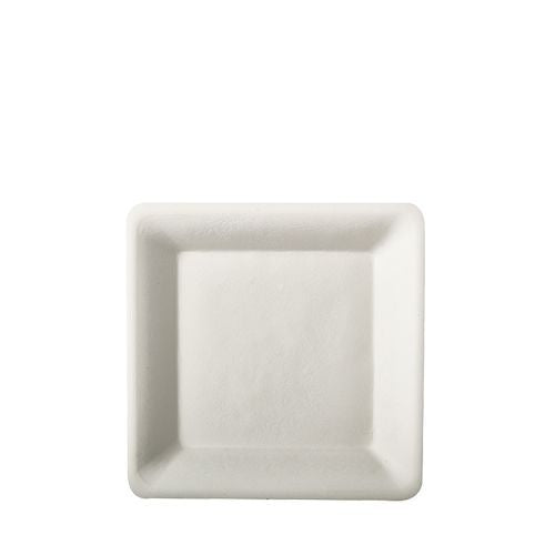 Assiettes en canne à sucre "pure" rectangulaire 15,5 cm x 15,5 cm blanc (144 unités)