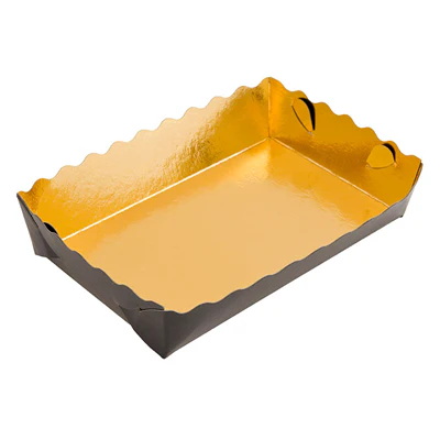BARQUETTES PÂTISSERIE DEUX FACES 380 G/M2 13x9x3,5 CM OR/NOIR CARTON (250 UNITÉS) - REF. 147.44 - Image 2
