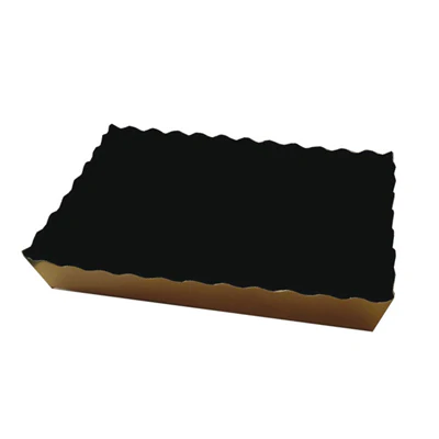 BARQUETTES PÂTISSERIE DEUX FACES 380 G/M2 22x14x3,5 CM OR/NOIR CARTON (250 UNITÉS) - REF. 183.72