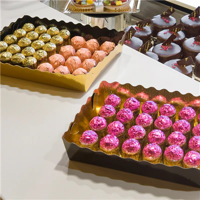 BARQUETTES PÂTISSERIE DEUX FACES 380 G/M2 22x14x3,5 CM OR/NOIR CARTON (250 UNITÉS) - REF. 183.72 - Image 2