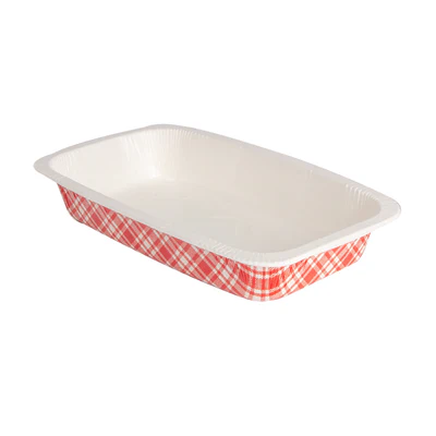 BARQUETTES THERMO FIXANTES GN1/4 'VICHY' 1210 ML 430 G/M2 + 25G/M2 PET 26,3x16x4,5 CM BLANC CARTON (400 UNITÉS) - REF. 230.43