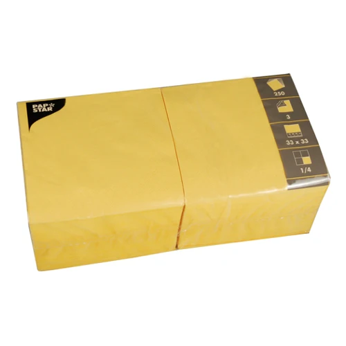 Serviettes. 3 plis pliage 33 cm x 33 cm jaune (1000 unités)