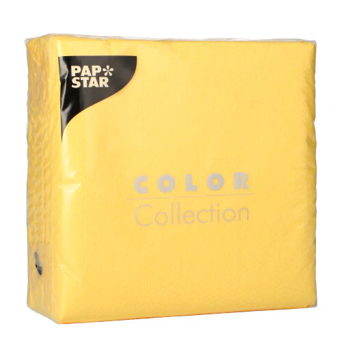 Serviettes. 1 pli pliage 33 cm x 33 cm jaune (1200 unités)