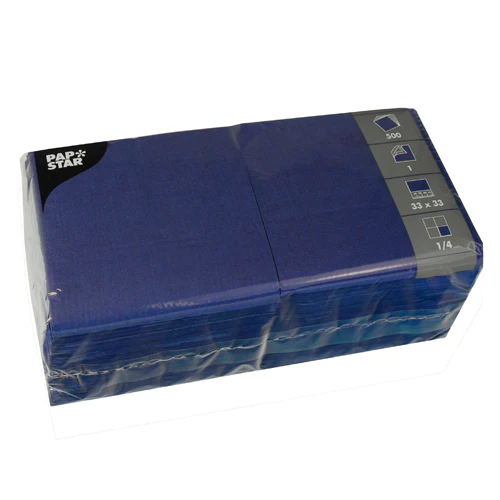 Serviettes. 1 pli pliage 33 cm x 33 cm bleu foncé (5000 unités)