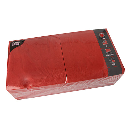 Serviettes. 3 plis pliage 40 cm x 40 cm rouge (1000 unités)