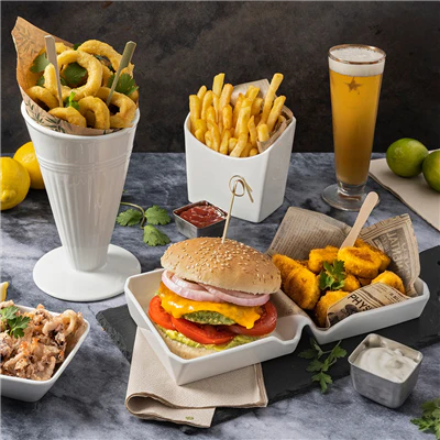 BURGER BOX AKALA 26x13,7x3,4 CM BLANC PORCELAINE (6 UNITÉS) - REF. 260.55 - Image 4