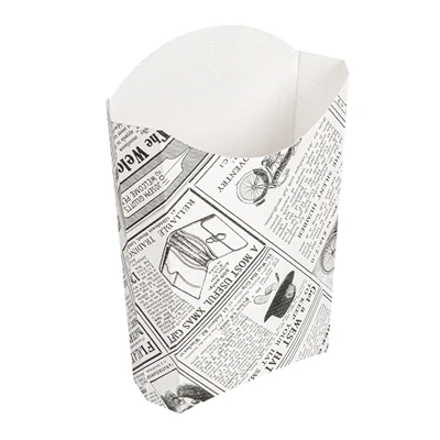 BOÎTES À FRITES JUMBO THEPACK 'TIMES' 165 G 13,5x8,5x16 CM BLANC CARTON NANO-MICRO (1200 UNITÉS) - REF. 234.39