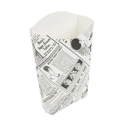 BOÎTES À FRITES THEPACK 'TIMES' 190 G 14,5x9,5x18 CM BLANC CARTON NANO-MICRO (1200 UNITÉS) - REF. 234.41