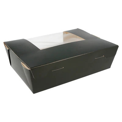 BOÎTES AMÉRICAINES AVEC FÊNETRE 1350 ML 300 G/M2 15,3x12,1x6,4 CM NOIR CARTON (300 UNITÉS) - REF. 216.69 - Image 2