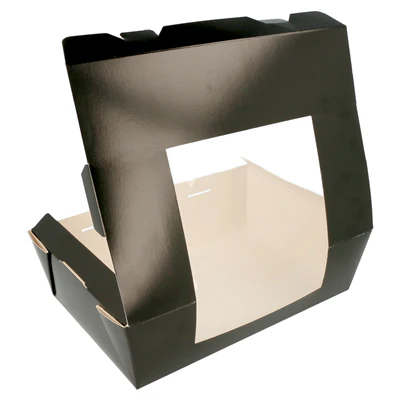 BOÎTES AMÉRICAINES AVEC FÊNETRE 1350 ML 300 G/M2 15,3x12,1x6,4 CM NOIR CARTON (300 UNITÉS) - REF. 216.69 - Image 3