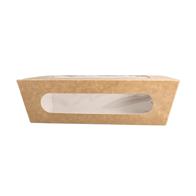 BOÎTES AVEC FENÊTRE POUR SALADE 1200 ML - 40 oz 391 G/M2 + PE 20,4x14,2x6 CM MARRON CARTON (200 UNITÉS) - REF. 226.92 - Image 3