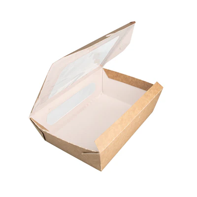 BOÎTES AVEC FENÊTRE POUR SALADE 1200 ML - 40 oz 391 G/M2 + PE 20,4x14,2x6 CM MARRON CARTON (200 UNITÉS) - REF. 226.92 - Image 4