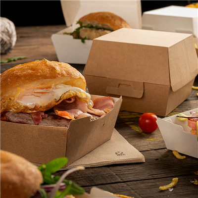 BOÎTES HAMBURGER THEPACK 13x12,5x9 CM (M) NATUREL CARTON NANO-MICRO (500 UNITÉS) - REF. 234.09 - Image 7