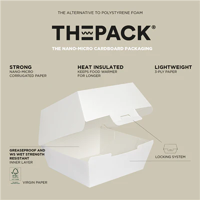 BOÎTES HAMBURGER THEPACK 13x12,5x6,2 CM (S) BLANC CARTON NANO-MICRO (450 UNITÉS) - REF. 234.06 - Image 5