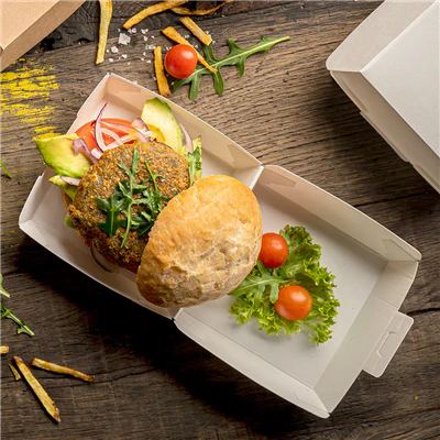 BOÎTES HAMBURGER THEPACK 17,6x16,8x7,8 CM (XL WIDER) BLANC CARTON NANO-MICRO (300 UNITÉS) - REF. 234.22 - Image 5