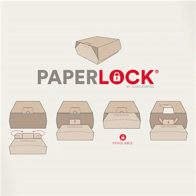 BOÎTES "LUNCH BOX" THEPACK 'PAPERLOCK' 21x20,5x8 CM BLANC CARTON NANO-MICRO (300 UNITÉS) - REF. 254.59 - Image 3