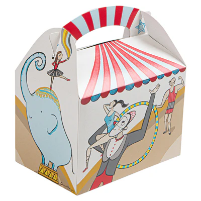 BOÎTES MENU ENFANT 'CIRCUS' 320 G/M2 15,50x10,50x17,50 CM QUADRICHROMIE CARTON (300 UNITÉS) - REF. 221.50