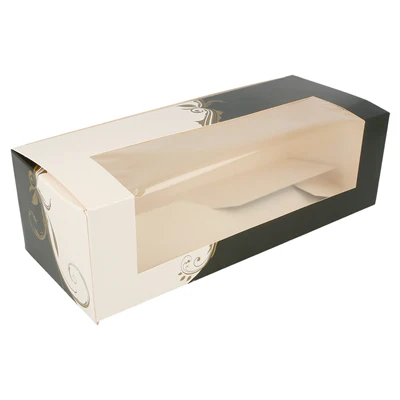 BOÎTES PÂTISSERIES AVEC FENÊTRE THEPACK 'CLASSIC' 26x11x8 CM BLANC CARTON NANO-MICRO (300 UNITÉS) - REF. 204.76