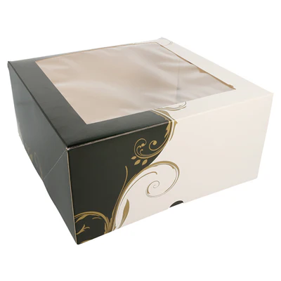BOÎTES PÂTISSERIES AVEC FENÊTRE THEPACK 'CLASSIC' 24x24x12 CM BLANC CARTON NANO-MICRO (100 UNITÉS) - REF. 204.71