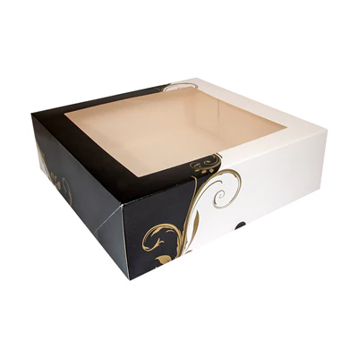 BOÎTES PÂTISSERIES AVEC FENÊTRE THEPACK 'CLASSIC' 32x32x10 CM BLANC CARTON NANO-MICRO (100 UNITÉS) - REF. 204.73