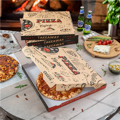 BOÎTES PIZZA 'ENJOY PIZZA' 29x29x3,8 CM NATUREL CARTON MICROCANAL (100 UNITÉS) - REF. 262.46 - Image 2