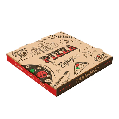 BOÎTES PIZZA 'ENJOY PIZZA' 40x40x3,8 CM NATUREL CARTON MICROCANAL (100 UNITÉS) - REF. 262.48