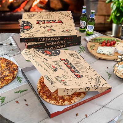 BOÎTES PIZZA 'ENJOY PIZZA' 40x40x3,8 CM NATUREL CARTON MICROCANAL (100 UNITÉS) - REF. 262.48 - Image 2