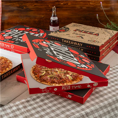 BOÎTES PIZZA 'PIZZA TIME' 40x40x3,8 CM BLANC CARTON MICROCANAL (100 UNITÉS) - REF. 262.45 - Image 2