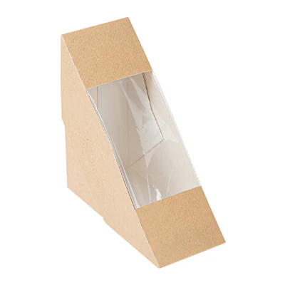 BOÎTES SANDWICH AVEC FENÊTRE THEPACK 12,4x12,4x5,5 CM NATUREL CARTON NANO-MICRO + OPP (500 UNITÉS) - REF. 253.56