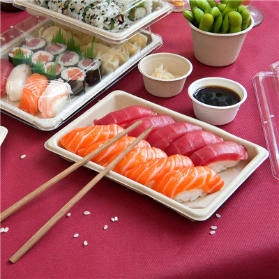 BOÎTES SUSHI BIONIC 18,5x13x1,5 CM NATUREL BAGASSE (800 UNITÉS) - REF. 212.95 - Image 5