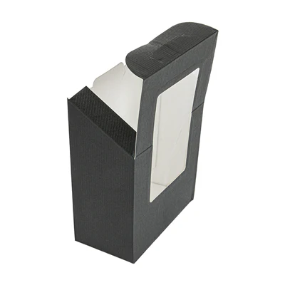 BOÎTES TORTILLA-WRAP AVEC FENÊTRE THEPACK 9,2x5,1x9,2/12,5 CM NOIR CARTON NANO-MICRO + OPP (600 UNITÉS) - REF. 256.39 - Image 4