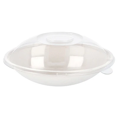 BOLS OVALES + COUVERCLES BIONIC 22x13,5x5,5+4,5 CM BLANC BAGASSE (100 UNITÉS) - REF. 224.22