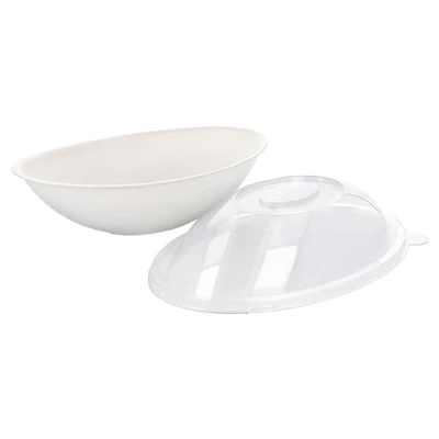 BOLS OVALES + COUVERCLES BIONIC 22x13,5x5,5+4,5 CM BLANC BAGASSE (100 UNITÉS) - REF. 224.22 - Image 3