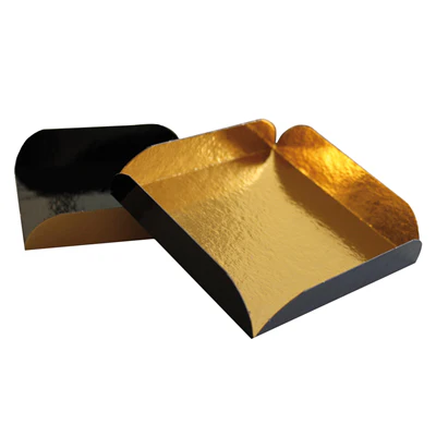CARTONS PÂTISSERIE DEUX FACES 380 G/M2 8x8+1,5 CM OR/NOIR CARTON (200 UNITÉS) - REF. 184.75