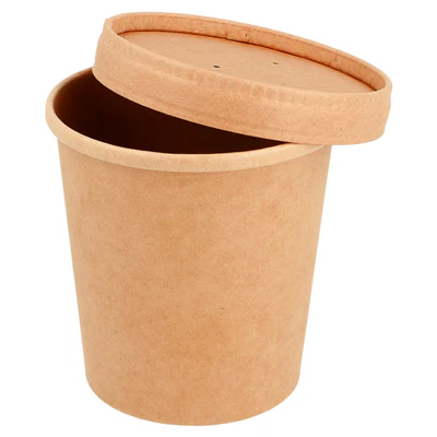 COMBO RÉCIPIENTS + COUVERCLES 480 ML - 16 oz 340 + 18 PE G/M2 Ø 9,7/7,5x10 CM NATUREL KRAFT (250 UNITÉS) - REF. 221.86 - Image 2