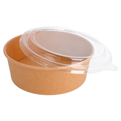 COMBO SALADIERS + COUVERCLES PET 1300 ML - 43,3 oz 320 + 18 PE G/M2 Ø 18,4/16x6,6 CM NATUREL KRAFT (200 UNITÉS) - REF. 224.48 - Image 2