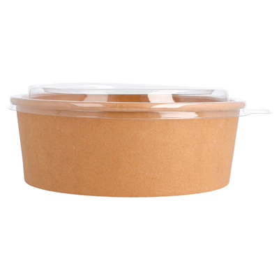 COMBO SALADIERS + COUVERCLES PET 1300 ML - 43,3 oz 320 + 18 PE G/M2 Ø 18,4/16x6,6 CM NATUREL KRAFT (200 UNITÉS) - REF. 224.48 - Image 3