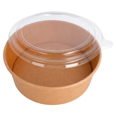 COMBO SALADIERS + COUVERCLES PET 1300 ML - 43,3 oz 320 + 18 PE G/M2 Ø 18,4/16x6,6 CM NATUREL KRAFT (200 UNITÉS) - REF. 224.48 - Image 4