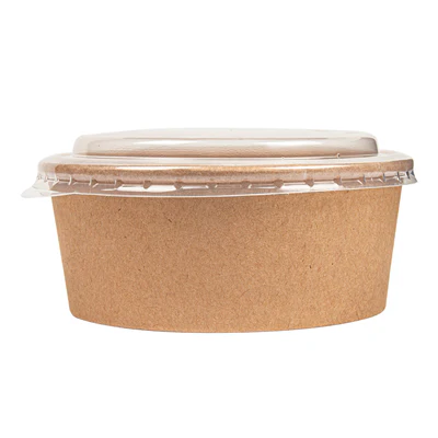 COMBO SALADIERS + COUVERCLES PET 750 ML - 25 oz 300 + 18 PE G/M2 Ø15/12,8x6 CM NATUREL KRAFT (200 UNITÉS) - REF. 233.45 - Image 2