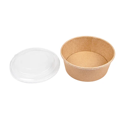 COMBO SALADIERS + COUVERCLES PET 750 ML - 25 oz 300 + 18 PE G/M2 Ø15/12,8x6 CM NATUREL KRAFT (200 UNITÉS) - REF. 233.45 - Image 4