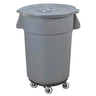 CONTENEUR AVEC COUVERCLE + ROUES 122 L Ø 56x69 CM GRIS PP (1 UNITÉS) - REF. 115.77