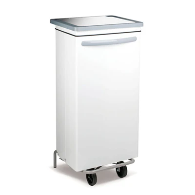 CONTENEUR MOBILE AVEC PÉDALE 100 L 47x42x97 CM BLANC METAL (1 UNITÉS) - REF. 157.49