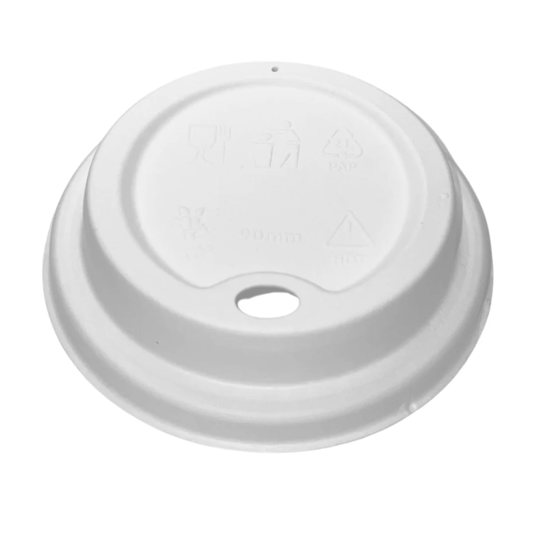 Couvercle en bagasse blanc 90mm