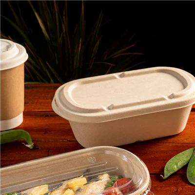 COUVERCLES POUR CODES 320.54/55 BIONIC 1000 ML 22,6x13,4x1,4 CM NATUREL BAGASSE (500 UNITÉS) - REF. 320.58 - Image 4