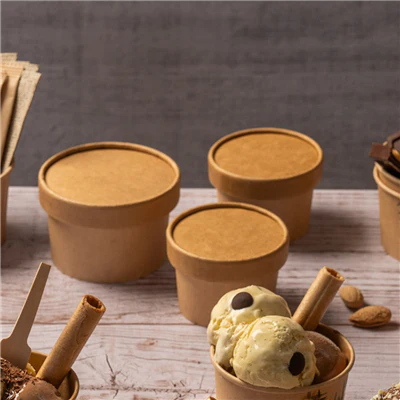COUVERCLES POTS À GLACES 180 ML 280 + 18 PE G/M2 Ø8,7 CM MARRON CARTON (1000 UNITÉS) - REF. 233.32 - Image 2