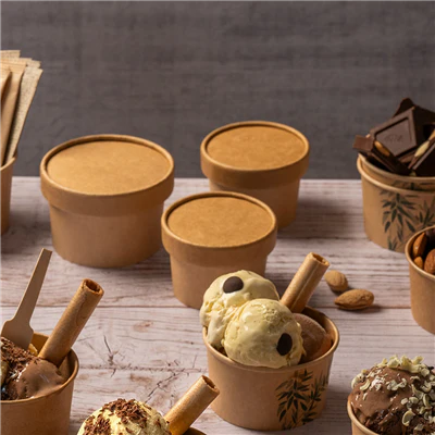 COUVERCLES POTS À GLACES 300 ML 280 + 18 PE G/M2 Ø10 CM MARRON CARTON (1000 UNITÉS) - REF. 233.36 - Image 2