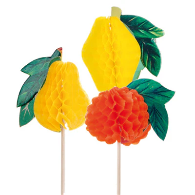 DÉCORS POUR GLACES - FRUITS 10 (h) CM ASSORTI BOIS (100 UNITÉS) - REF. 116.07